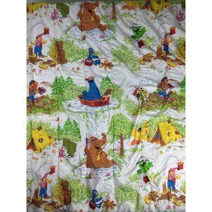 VINTAGE SESAME STREET Comforter Full 1970s 80s Camping Big Bird Cookie Monster